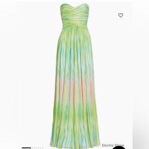 Mila Pleated Print Strapless Chiffon Gown